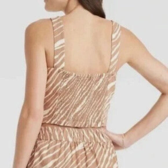 NWT A New Day Women's Linen Slim Fit Tank Top Brown - Picture 2 of 3